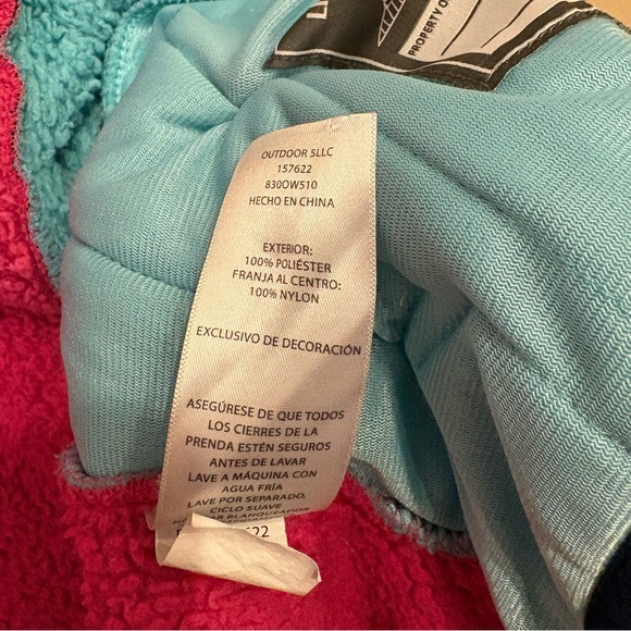 Eddie Bauer Hooded Sherpa Fleece Girls Zip Up Jacket Blue Pink Medium (10/12) - Picture 9 of 10